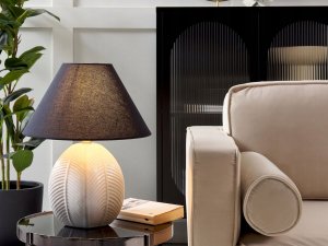 Beliani Lampa stołowa ceramiczna beżowa CADENA 2