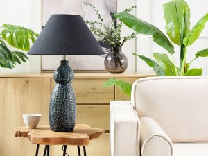 Beliani Lampa stołowa ceramiczna ciemnoniebieski z czarnym MATINA 4