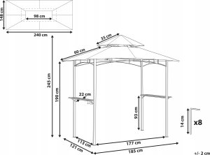 Beliani Pawilon ogrodowy 240 x 148 Beżowy NARO 9