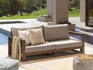 Beliani Sofa dwuosobowa 2-osobowa Certyfikowane drewno akacjowe Ciemne drewno TIMOR 2