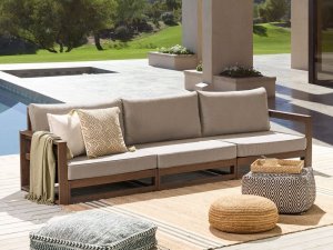 Beliani Sofa trzyosobowa dla 3 osób Certyfikowane drewno akacjowe Ciemne drewno TIMOR 2