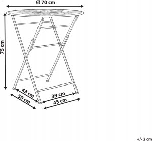 Beliani Stolik ogrodowy metalowy ø 70 cm czerwony SCARIO 3