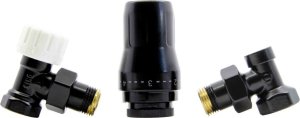 Schlosser ZESTAW TERMOSTATYCZNY STANDARD 1/2GZ x 1/2GW KĄTOWY - CZARNY MAT 1