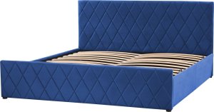 Beliani Łóżko z pojemnikiem welurowe 180 x 200 cm niebieskie ROCHEFORT 2