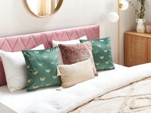 Beliani 2 welurowe poduszki dekoracyjne w motyle 45 x 45 cm zielone YUZURI 2