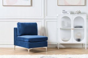 Beliani Moduł 1-osobowy welurowy niebieski EVJA 2