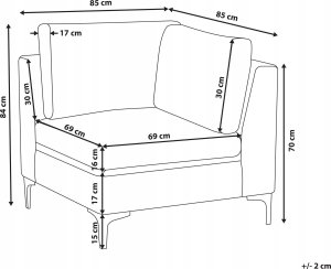 Beliani Welur Narożnik modułowy Różowy EVJA 2