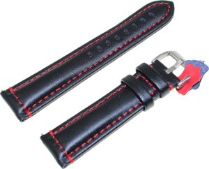 Diloy Skórzany pasek do zegarka 22 mm Diloy 393.22.53 czarny czerwony . 1