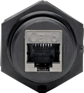 Adapter USB Eaton Eaton Tripp Lite Series RJ45 Bulkhead Coupler for Cat5/Cat6, Female to Female, Shielded, Industrial, Dust Cap - IP68, TAA - Modularer Einschub (Kopplung) - Aussenbereich - CAT 6 - RJ-45 - Schwarz - TAA-konform 1