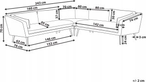 Beliani Narożnik dla 5 osób Tkanina Beżowy LORETELLO 9