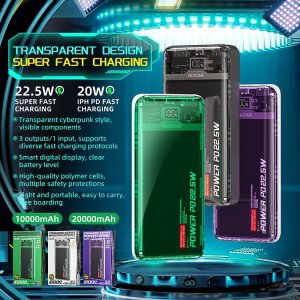 Powerbank Wekome WEKOME WP-353 Vanguard Series - Power bank 10000 mAh PD 20W + QC 22.5W (Fioletowy / Przezroczysty) 1