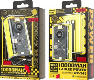 Powerbank Wekome WEKOME WP-345 Vanguard Series - Power bank 10000 mAh Fast Charging z wbudowanym kablem USB-C & Lightning PD 20W + QC 22.5W (Żółty) 3