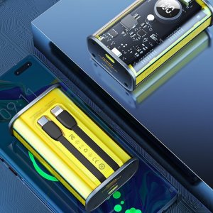 Powerbank Wekome WEKOME WP-345 Vanguard Series - Power bank 10000 mAh Fast Charging z wbudowanym kablem USB-C & Lightning PD 20W + QC 22.5W (Żółty) 4