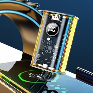 Powerbank Wekome WEKOME WP-345 Vanguard Series - Power bank 10000 mAh Fast Charging z wbudowanym kablem USB-C & Lightning PD 20W + QC 22.5W (Żółty) 5