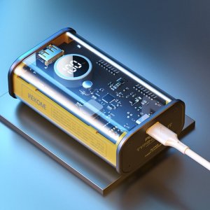 Powerbank Wekome WEKOME WP-345 Vanguard Series - Power bank 10000 mAh Fast Charging z wbudowanym kablem USB-C & Lightning PD 20W + QC 22.5W (Żółty) 7