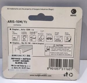 Zszywacz Kangaro Zszywacz + zszywki 10 kart. KANGARO Aris-10m/y2, blister, mix 4