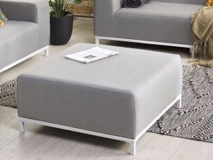 Beliani Otomana ogrodowa jasnoszara z białym ROVIGO 7