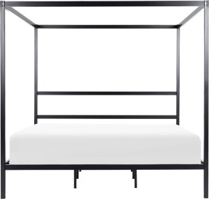 Beliani Łóżko metalowe z baldachimem 180 x 200 cm czarne LESTARDS 3