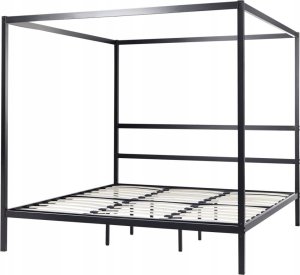 Beliani Łóżko metalowe z baldachimem 180 x 200 cm czarne LESTARDS 4