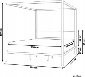 Beliani Łóżko metalowe z baldachimem 180 x 200 cm czarne LESTARDS 8