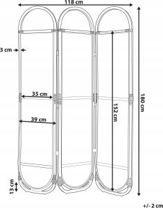 Beliani 3-panelowy składany parawan pokojowy rattanowy 118 x 180 cm naturaly z czarnym CORTONA 14