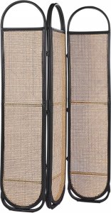 Beliani 3-panelowy składany parawan pokojowy rattanowy 118 x 180 cm naturaly z czarnym CORTONA 2