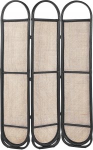 Beliani 3-panelowy składany parawan pokojowy rattanowy 118 x 180 cm naturaly z czarnym CORTONA 3