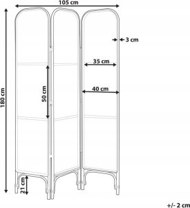 Beliani 3-panelowy składany parawan pokojowy rattanowy 105 x 180 cm z czarnym POTENZA 11