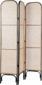Beliani 3-panelowy składany parawan pokojowy rattanowy 105 x 180 cm z czarnym POTENZA 2