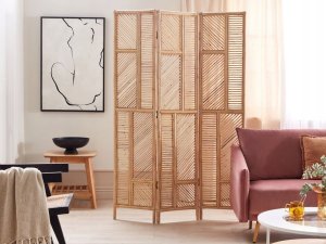 Beliani 3-panelowy składany parawan pokojowy rattanowy 117 x 180 cm naturaly LAMEZIA 6