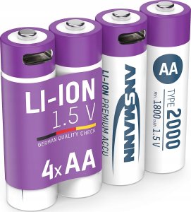 Ansmann ANSMANN 1312-0036 Li-Ion rechargeable batteries Mignon AA type 2000 (min. 1800 mAh) 4-pack box 1