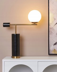 Lampa stołowa Beliani Lampa stołowa marmurowa czarna ze złotym HONDO 10