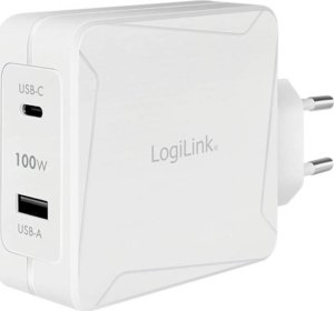 Ładowarka LogiLink Logilink Steckdosenadapter, 1x USB-C & 1x USB-A, GaN, 100W 1