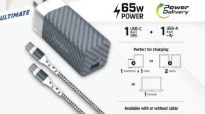 Ładowarka Energizer Energizer Ultimate - Ładowarka sieciowa Multiplug EU / UK / US GaN USB-C & USB-A 65W PD + Kabel USB-C (Czarny) 8