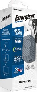 Ładowarka Energizer Energizer Ultimate - Ładowarka sieciowa Multiplug EU / UK / US GaN USB-C & USB-A 65W PD (Srebrny) 4