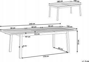 Beliani Stół ogrodowy rozkładany akacjowy 180/240 x 100 cm ciemne drewno CESANA 7