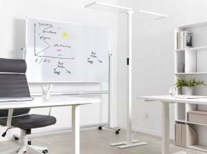 Lampa podłogowa Beliani Lampa podłogowa LED metalowa biała SCULPTOR 2