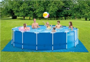Intex Intex Metal Frame Pool Set with Filter Pump, Safety Ladder, Ground Cloth, Cover Blue, Age 6+, 457x122 cm one size 3