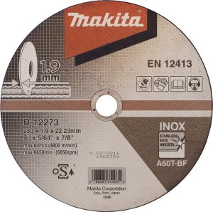 Makita Makita B-12273, Cutting disc, Stainless steel, Makita, 2.22 cm, 23 cm, 1.9 mm 1