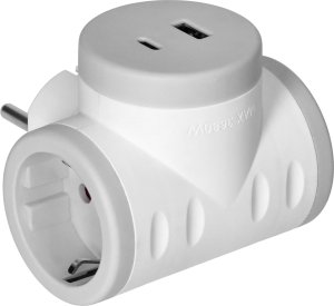 Orno Rozgałęźnik 2P+Z (Schuko) z ładowarką 2xUSB,  szybkie ładowanie, biało-szary 1