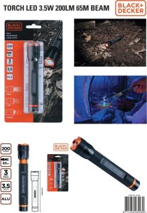 Latarka Black+Decker LATARKA TAKTYCZNA ALUMINIOWA 3,5W 200LUMENÓW BLACK + DECKER 3