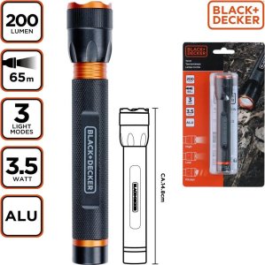 Latarka Black+Decker LATARKA TAKTYCZNA ALUMINIOWA 3,5W 200LUMENÓW BLACK + DECKER 6