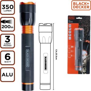 Latarka Black+Decker LATARKA TAKTYCZNA ALUMINIOWA 6W 350LUMENÓW BLACK + DECKER 6