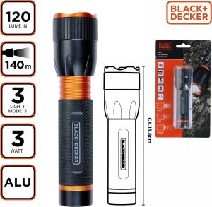 Latarka Black+Decker LATARKA TAKTYCZNA ALUMINIOWA 3W 120LUMENÓW BLACK + DECKER 6