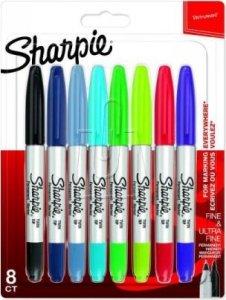 UN MARKERY SHARPIE TWIN TIP ZESTAW 8 KOLORÓW (1 SZT) 1