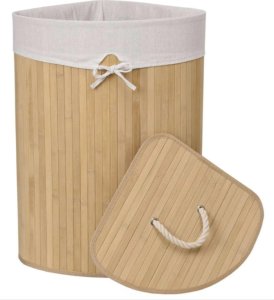 Kosz na pranie, na bieliznę bambusowy narożny 60l 4