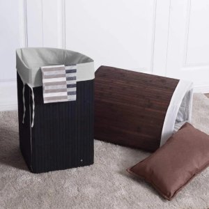 Kosz na pranie, na bieliznę bambusowy narożny 60l 2