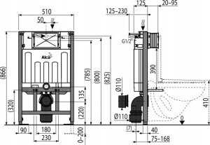 Stelaż ALCADRAIN AM101/850 / ALCA / STELAŻ / SADROMODUL NISKI 86CM - PODTYNKOWY SYSTEM INSTALACYJNY WC DO SUCHEJ ZABUDOWY 2