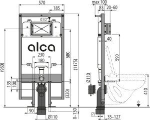 Stelaż ALCADRAIN AM1101/1200 / ALCA / STELAŻ / SADROMODUL SLIM 8CM - PODTYNKOWY SYSTEM INSTALACYJNY WC DO SUCHEJ ZABUDOWY 6