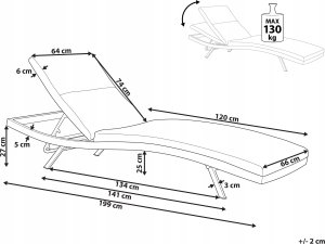 Beliani Leżak ogrodowy jasnoszary AMELIA 9